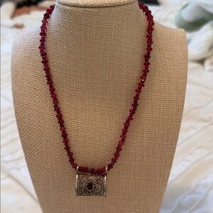 Phoebe’s necklace from tv show garnet Beaded Necklace with sterling Pendant